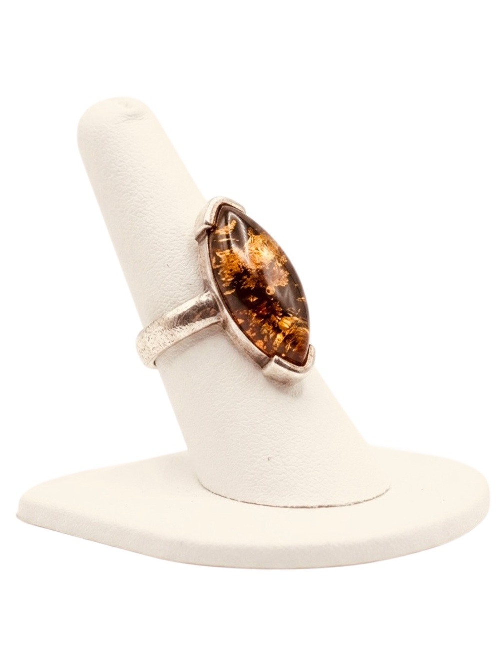 Baltic Amber Marquise Sterling Silver Ring | Size 7